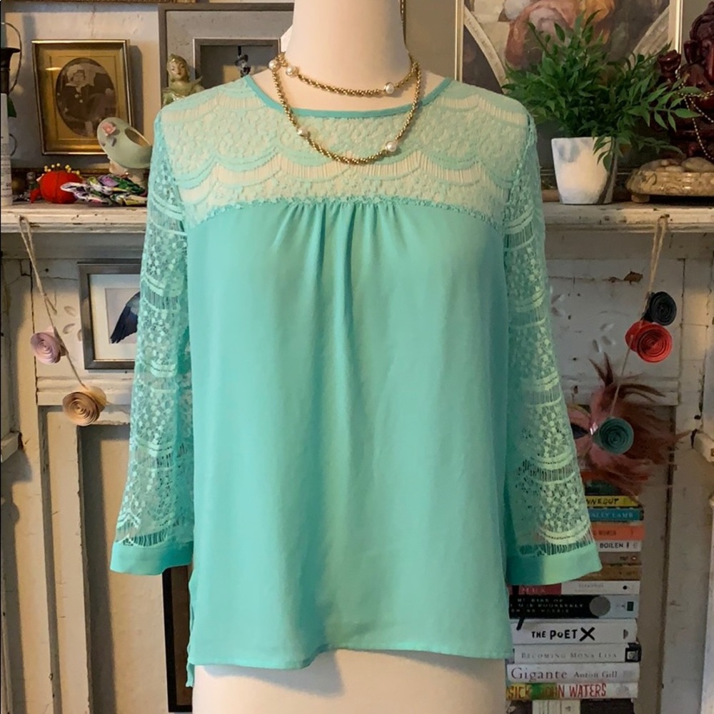2 FOR $15 - turquoise blouse Size S